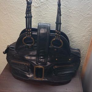 Babee D black leather bag